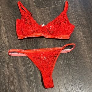 Red Lace Lounge Bralette and Panty Set